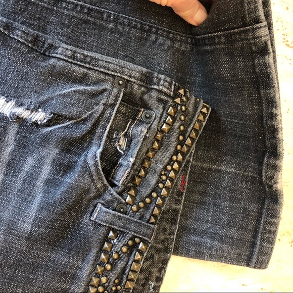 7 For All Mankind black faded A pocket jeans sz 27 - Picture 8 of 16